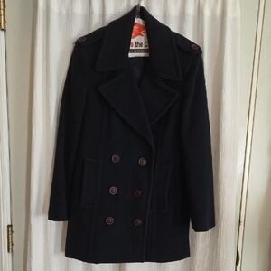 Neiman Marcus Navy Wool Coat